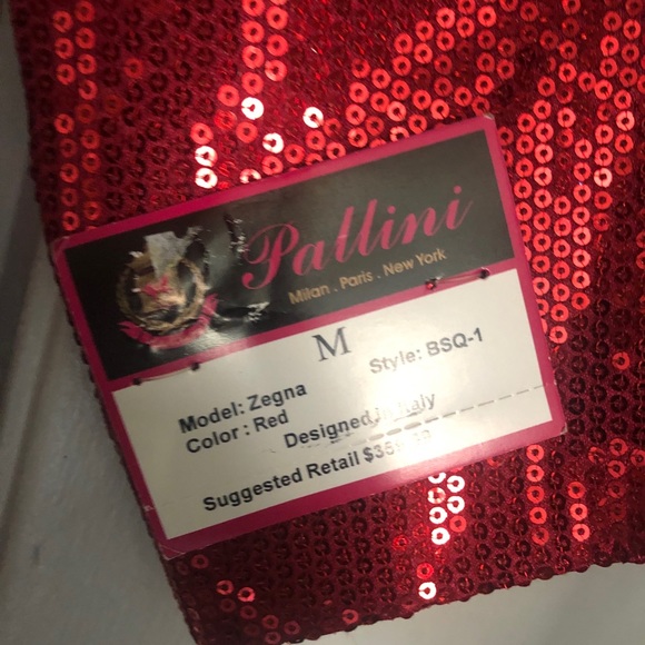 Men's PALLINI RED Metallic Slick Shinny Blazer - Picture 8 of 11